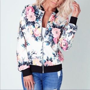 Floral Print Bomber Jacket